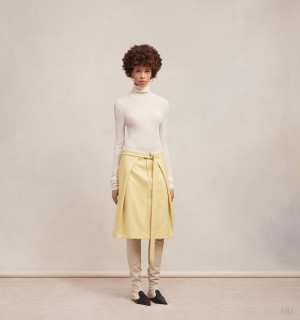 Ami Paris A Line Skirt With Floating Panels Amarillos Claro Creme | EUHQ4939