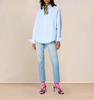 Ami Paris Button Down Ami de Coeur Shirt Azules | IPXD6623