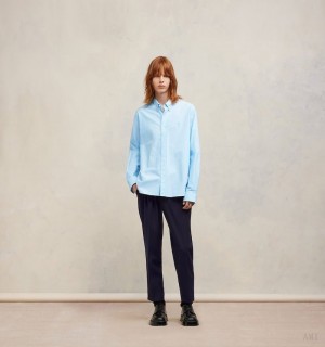 Ami Paris Buttown Down Shirt Azules | STPC7183