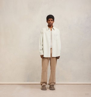 Ami Paris Oversize Overshirt With Patch Pocket Blancos | UIKJ9731