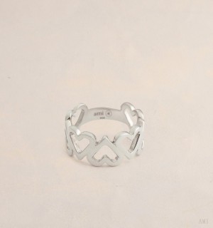 Ami Paris Upside Down Hearts Ring Plateados | OMRA6192