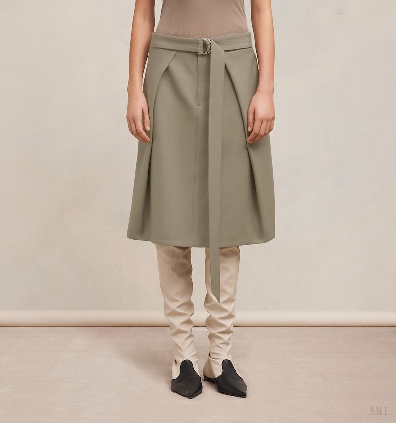 Ami Paris A Line Skirt With Floating Panels Grises Marrom | VNYP9414