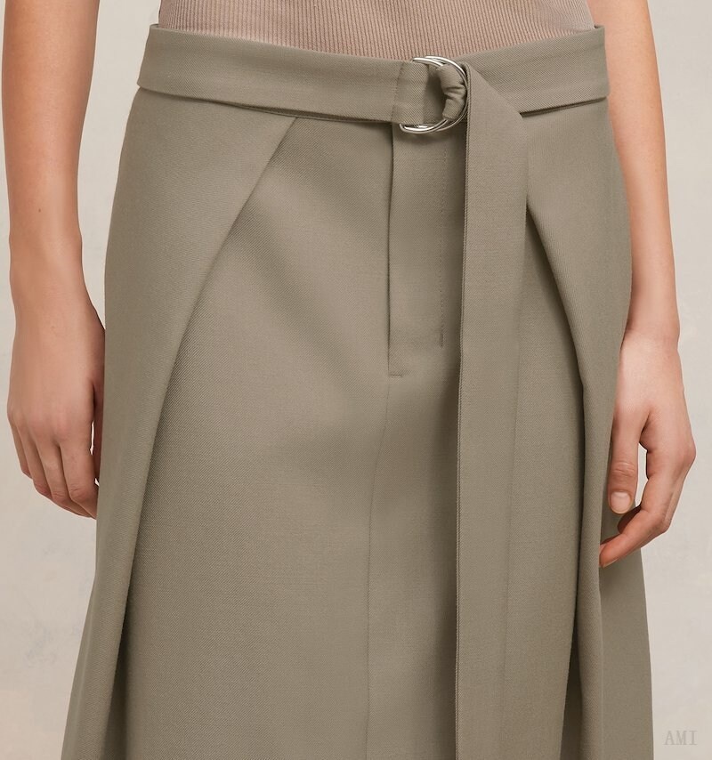 Ami Paris A Line Skirt With Floating Panels Grises Marrom | VNYP9414