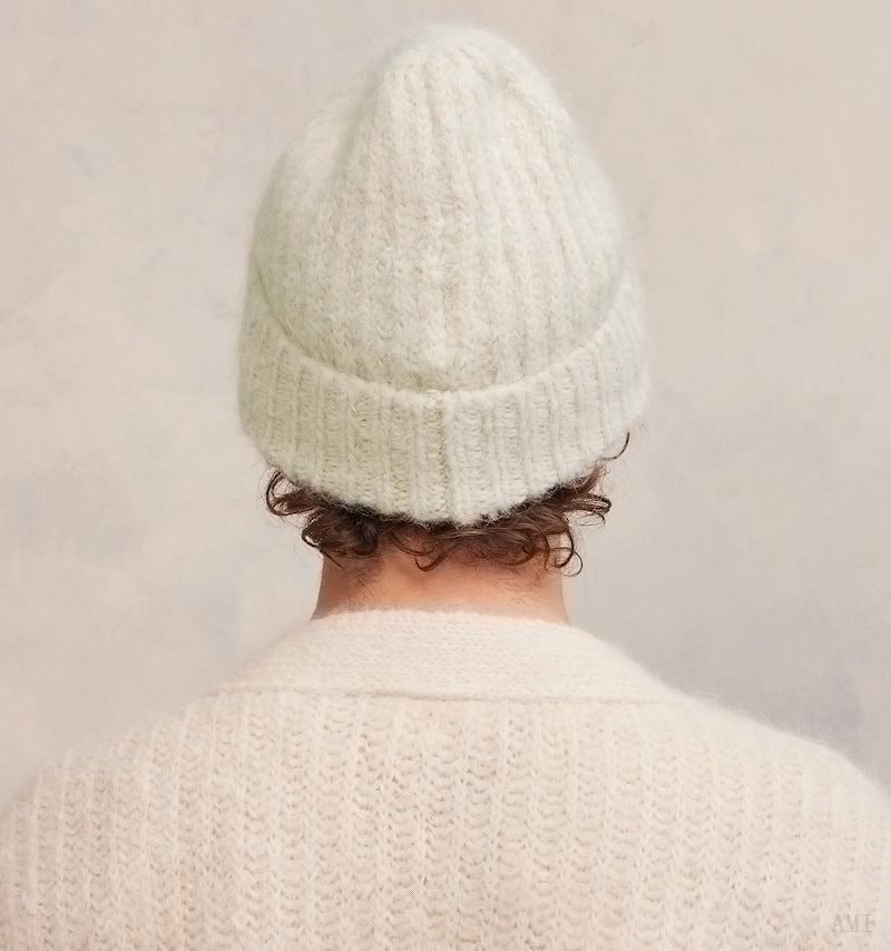 Ami Paris Acanalado Fornido Beanie Blancos | XBOR7872