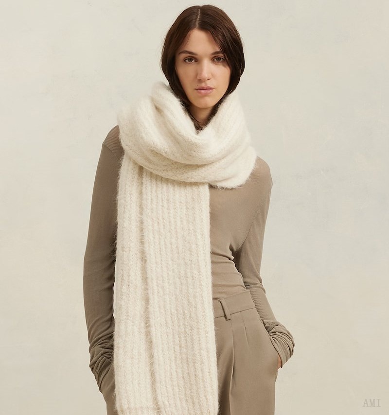 Ami Paris Acanalado Fornido Scarf Blancos | LTEB3125