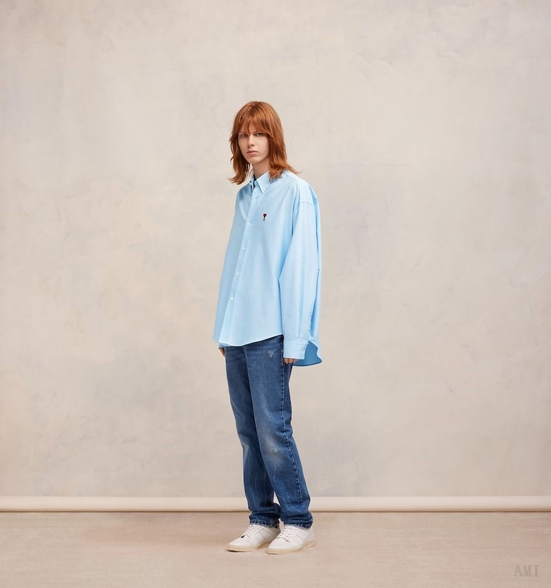 Ami Paris Ami De Coeur Boxy Fit Shirt Azules | VPNY1532