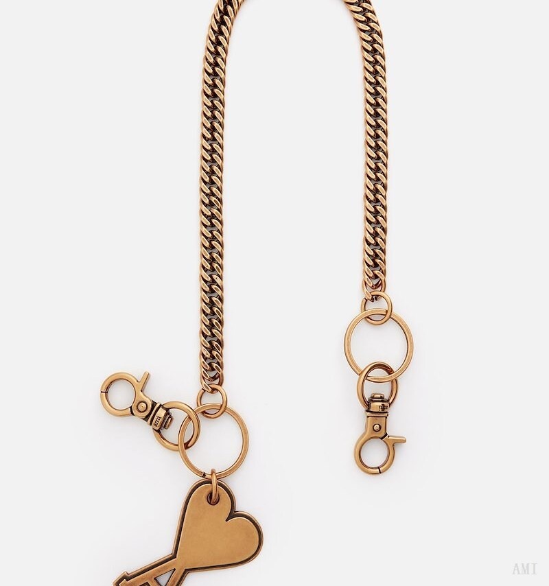 Ami Paris Ami De Coeur Chain Keyring Dorados | MWCI1086