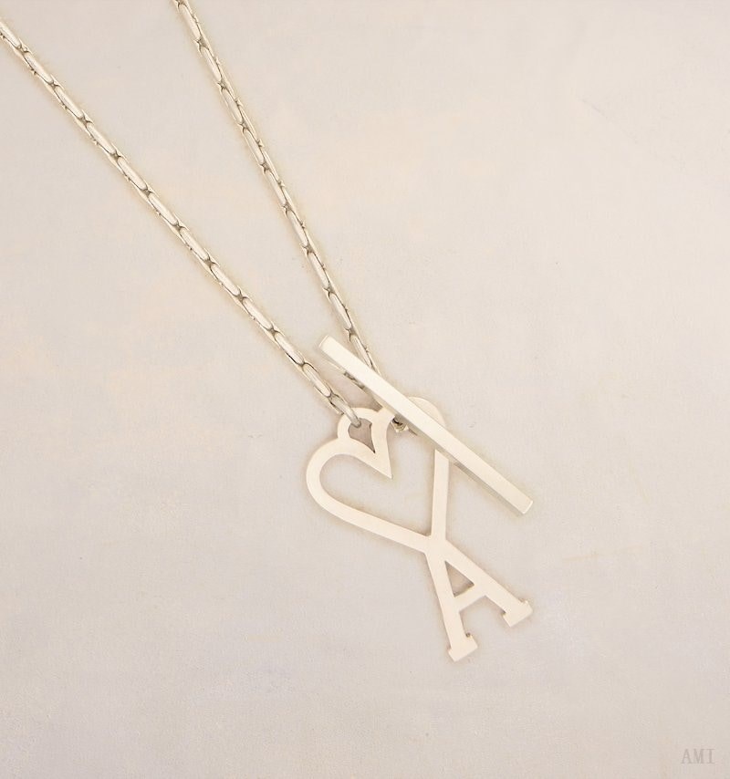 Ami Paris Ami De Coeur Chain Necklace Plateados | QANG0944