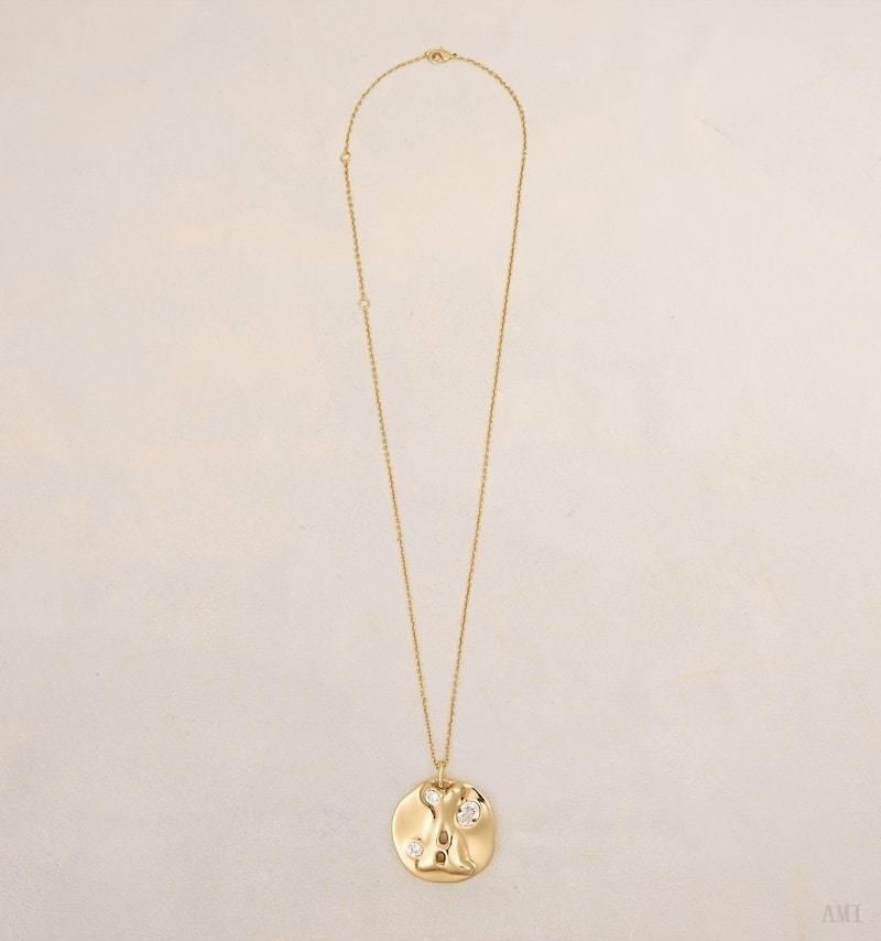 Ami Paris Ami De Coeur Medal Necklace Dorados | VRUU3542