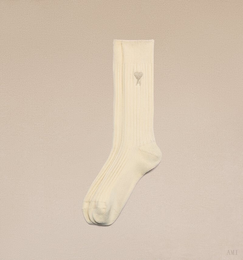 Ami Paris Ami De Coeur Plain Socks Blancos | VDZQ0102