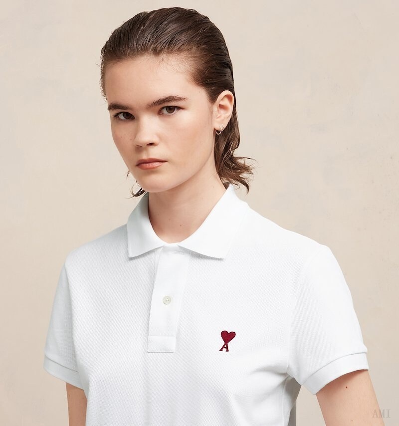 Ami Paris Ami De Coeur Polo Shirt Blancos | CLCK1734