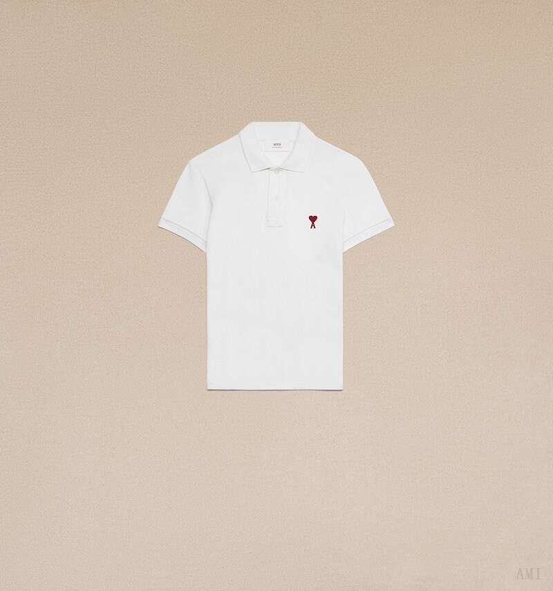 Ami Paris Ami De Coeur Polo Shirt Blancos | CLCK1734