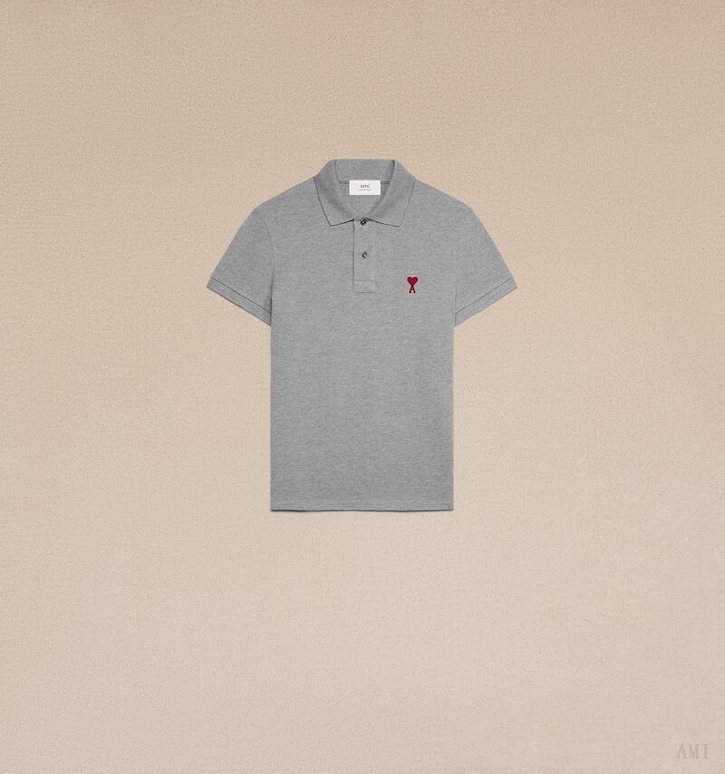 Ami Paris Ami De Coeur Polo Shirt Grises | SJWW9230