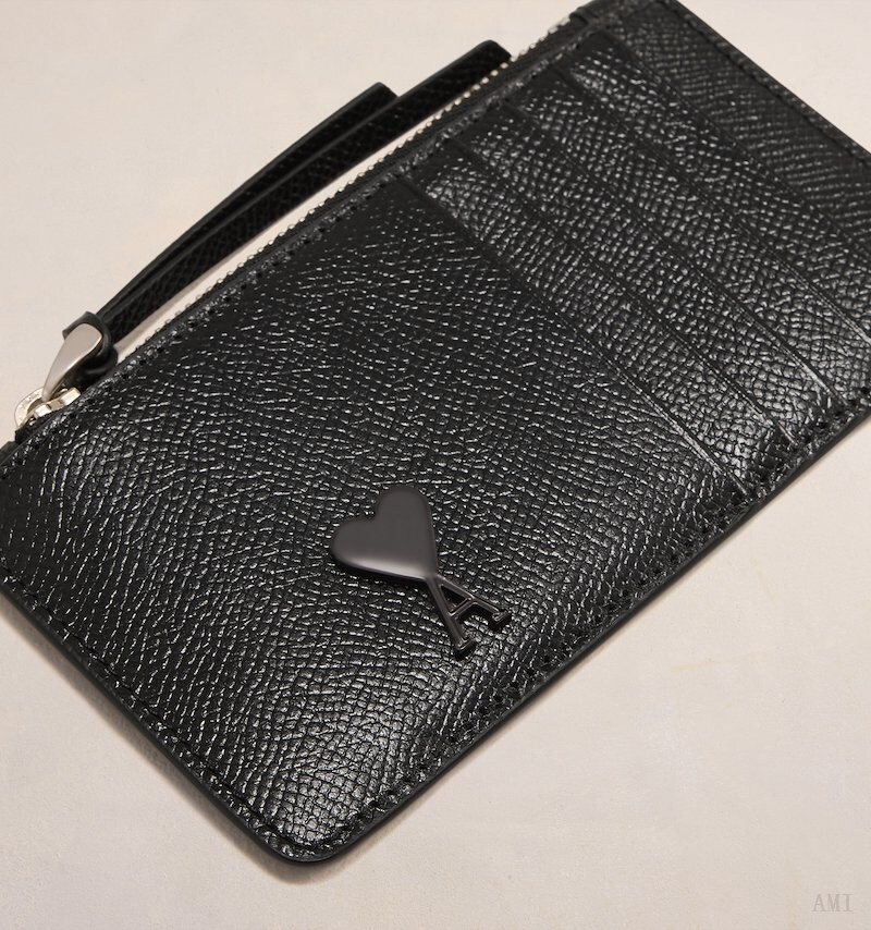 Ami Paris Ami De Coeur Zipped Card Holder Negros | EIYH8381