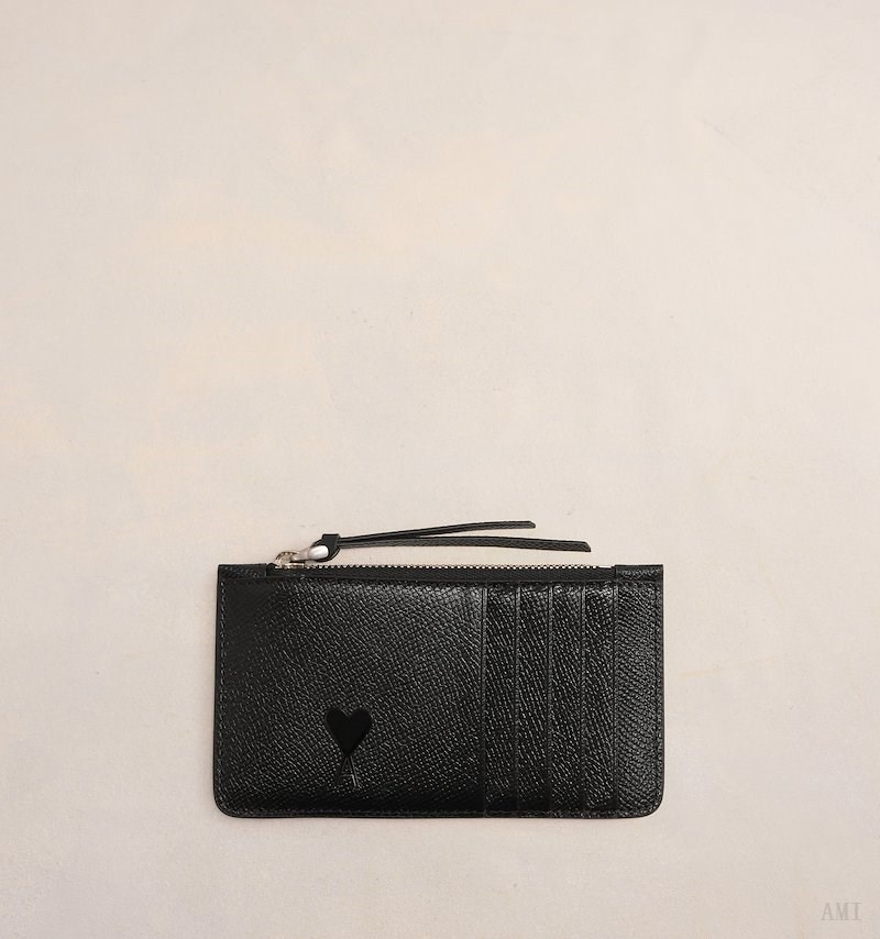 Ami Paris Ami De Coeur Zipped Card Holder Negros | EIYH8381