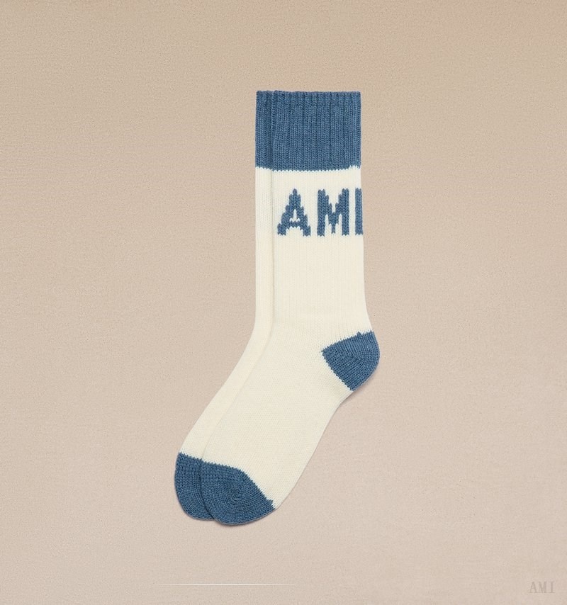 Ami Paris Ami Logo Socks Azules | AZWV8775