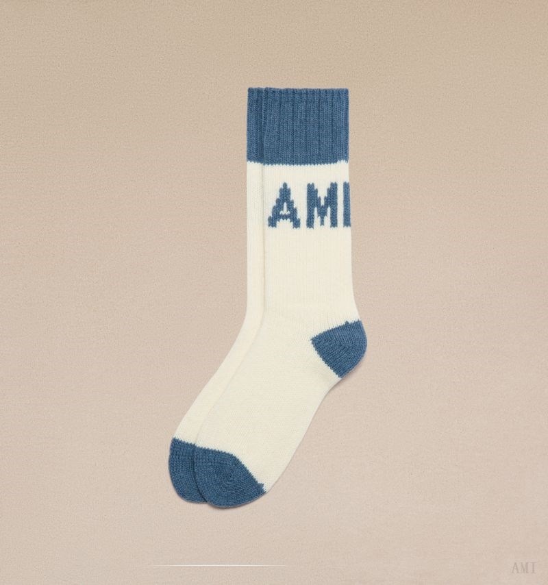 Ami Paris Ami Logo Socks Azules | NONA0079