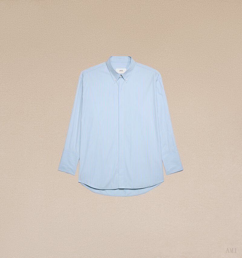 Ami Paris Button Down Shirt Azules Blancos | JWJX0888