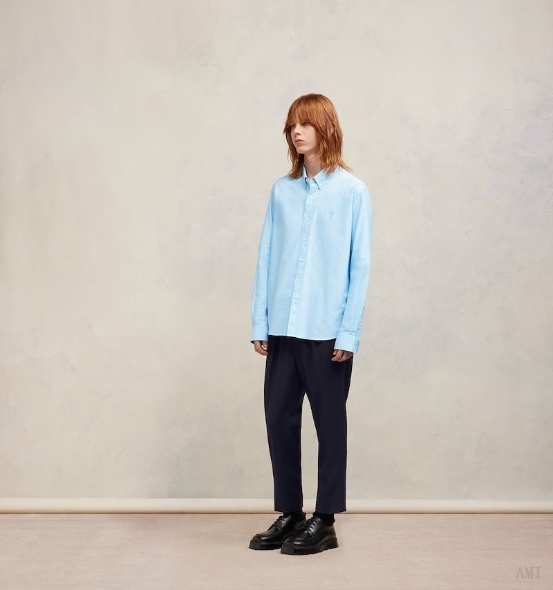 Ami Paris Buttown Down Shirt Azules | STPC7183