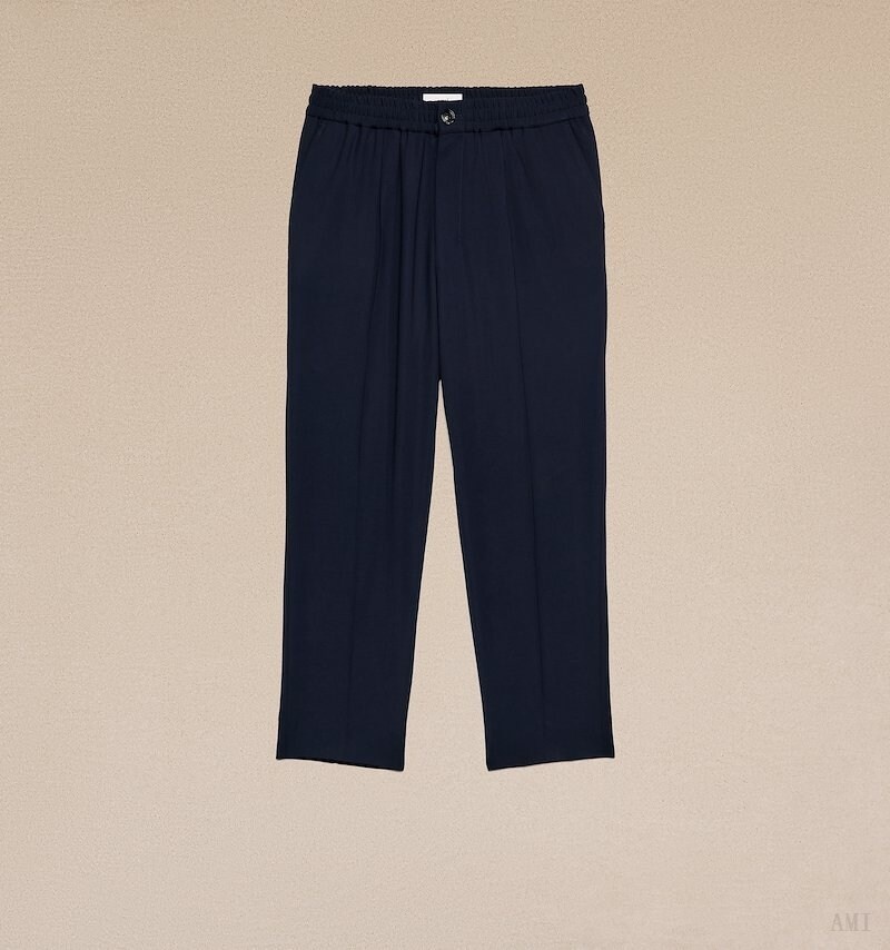 Ami Paris Elasticated Cintura Cropped Fit Trousers Azules | NJST4445