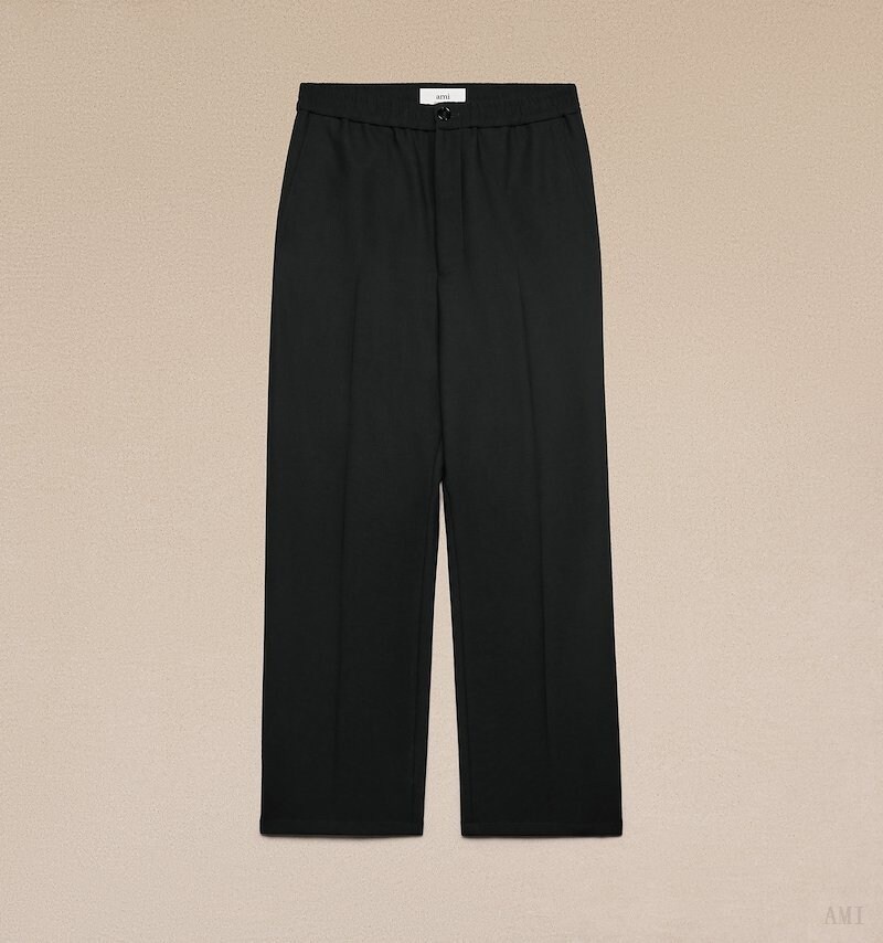 Ami Paris Elasticated Cintura Directo Fit Trousers Negros | DEJX1307