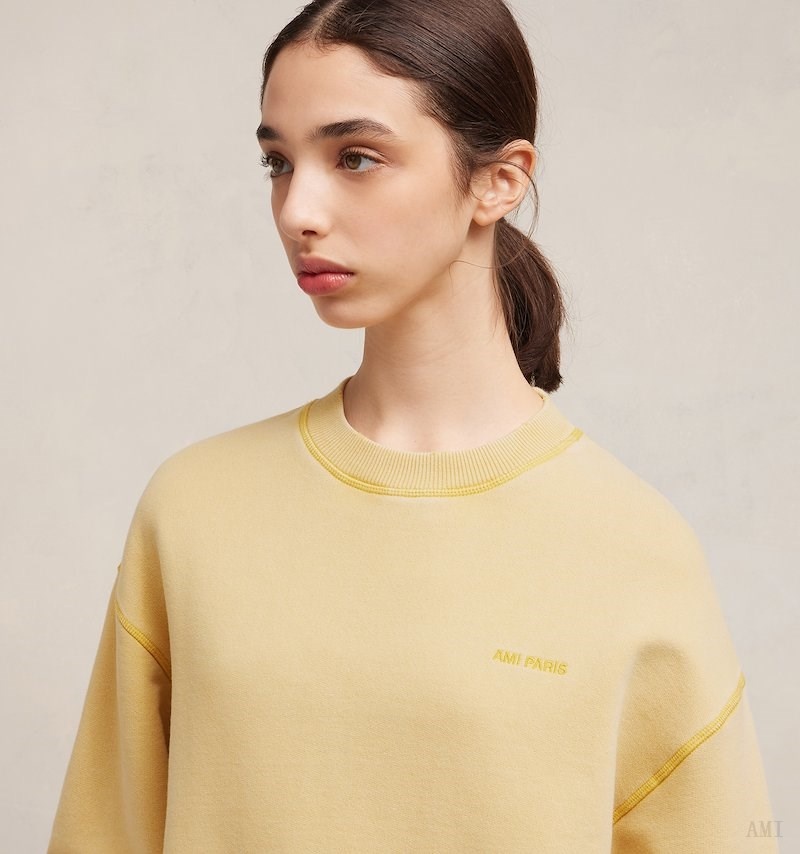 Ami Paris Fade Out Sweatshirt Amarillos Claro Creme | OGVS5555