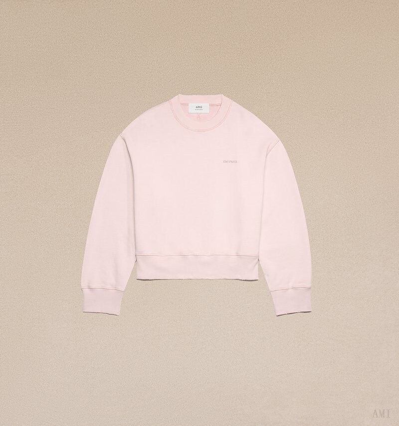 Ami Paris Fade Out Sweatshirt Beige Rosas | MIYT3396