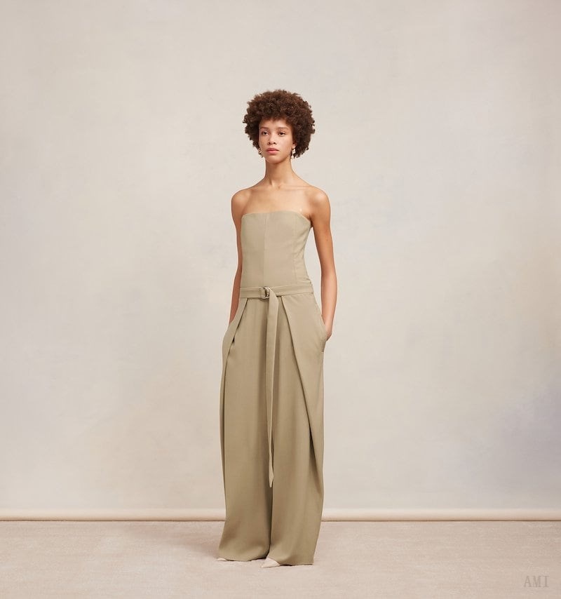 Ami Paris Jumpsuit With Floating Panels Champagne | NQQT5188