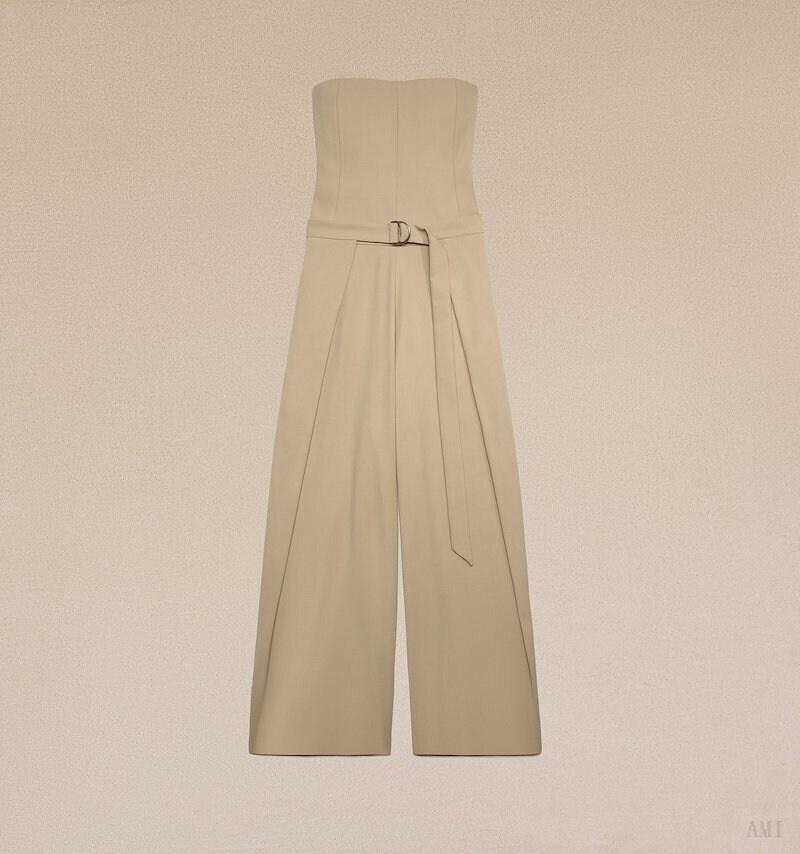 Ami Paris Jumpsuit With Floating Panels Champagne | NQQT5188