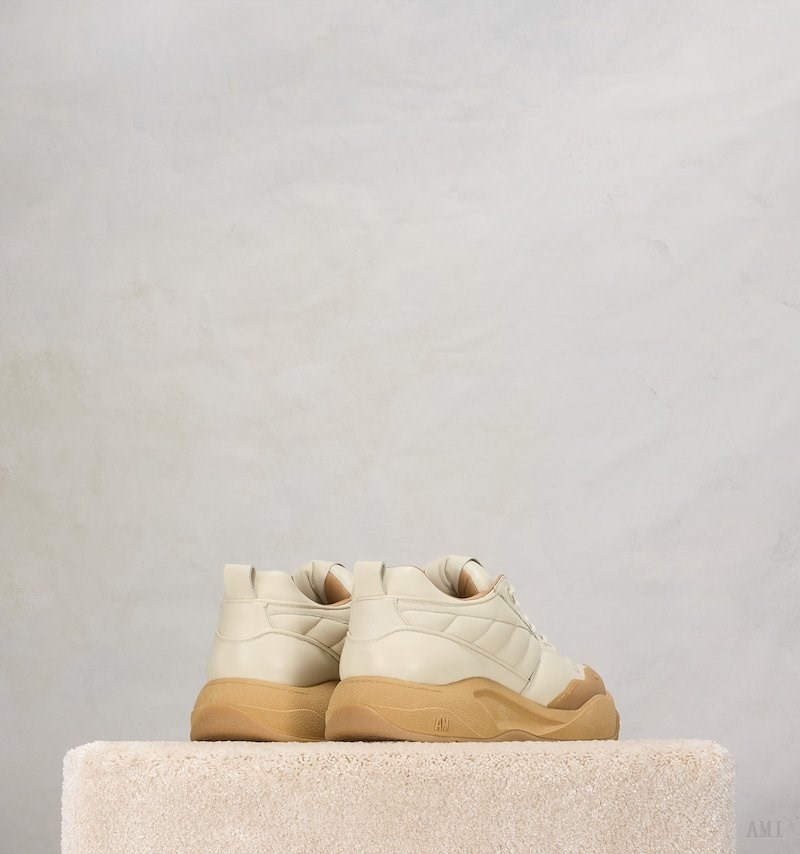 Ami Paris Low Top Ami SN1509 Sneakers Marrom Beige | QZCX7273