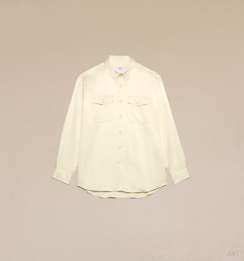 Ami Paris Overshirt With Chest Pocket Blancos | LSKZ7283