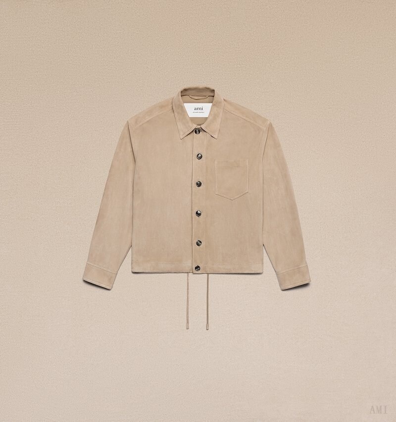 Ami Paris Overshirt With Cintura Drawstring Champagne | JUWU1410