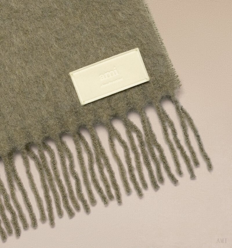 Ami Paris Oversize Ami Scarf Grises Marrom | FCOF4436