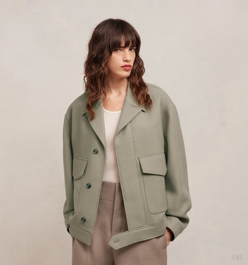 Ami Paris Oversize Buttoned Jacket Grises Marrom | JKII4421