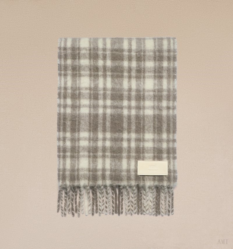 Ami Paris Oversize Checkered Ami Scarf Blancos | DCAS3450