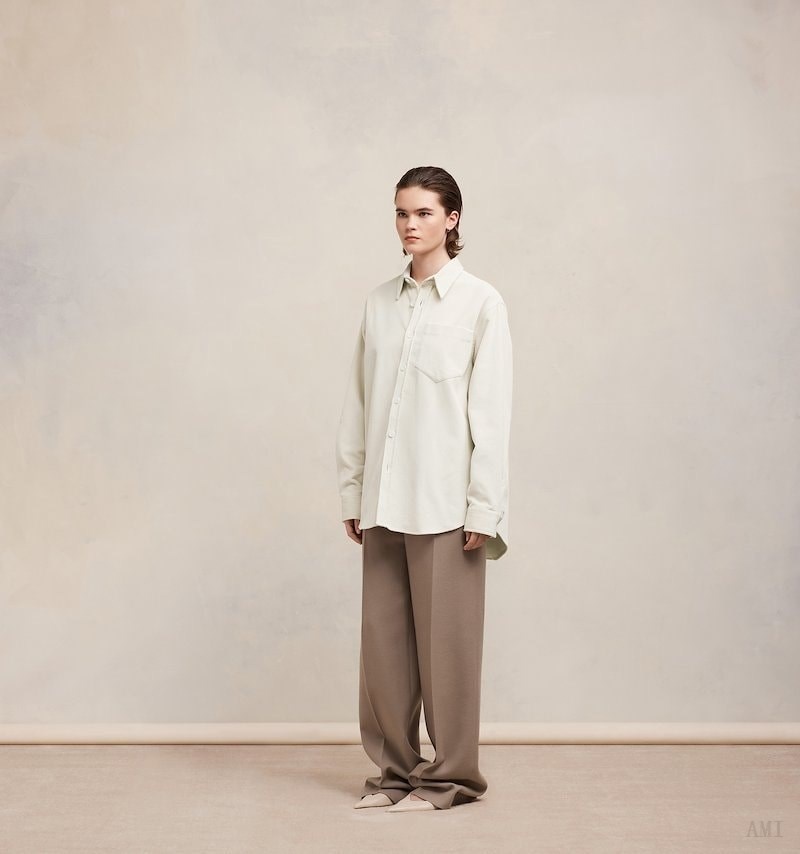 Ami Paris Oversize Overshirt With Patch Pocket Blancos | XTHJ4297