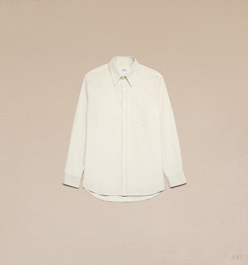 Ami Paris Oversize Overshirt With Patch Pocket Blancos | XTHJ4297