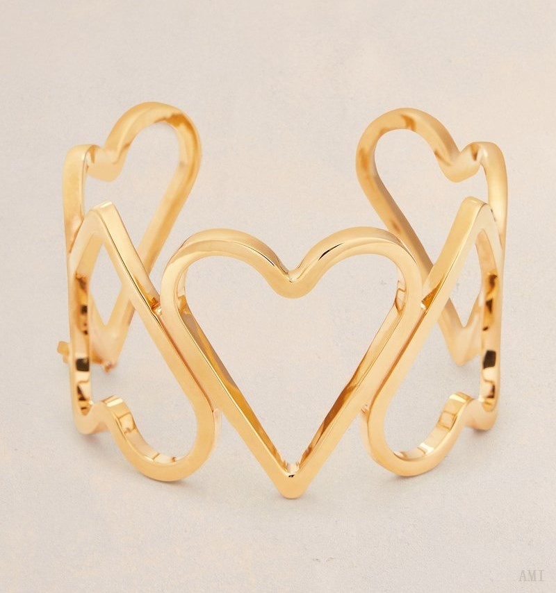 Ami Paris Oversize Upside Down Hearts Bracelet Dorados | OAUH1782