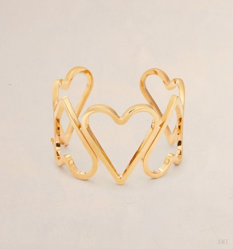 Ami Paris Oversize Upside Down Hearts Bracelet Dorados | OAUH1782