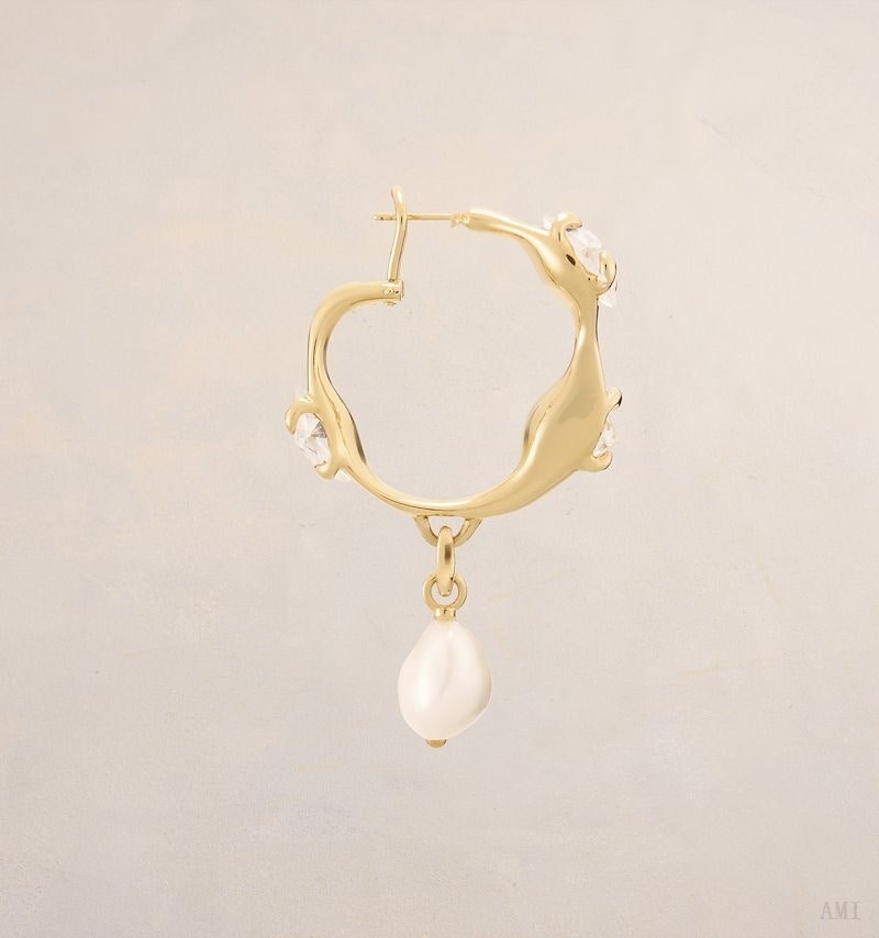 Ami Paris Pendant Hoops Large Size Dorados | KUAW1020