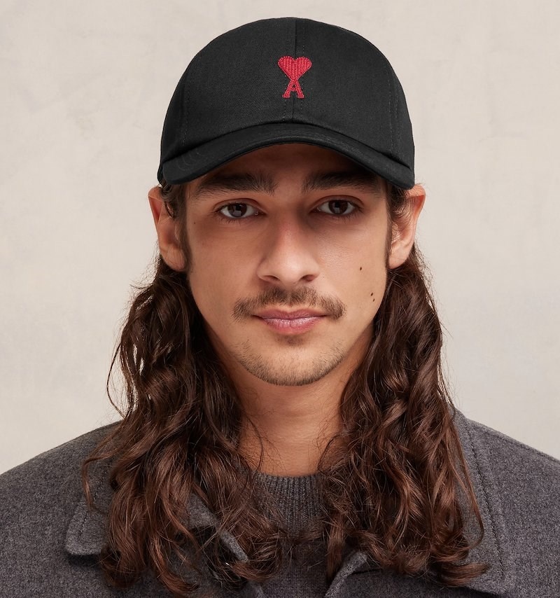 Ami Paris Red Ami De Coeur Embroidery Cap Negros | FIAJ2663