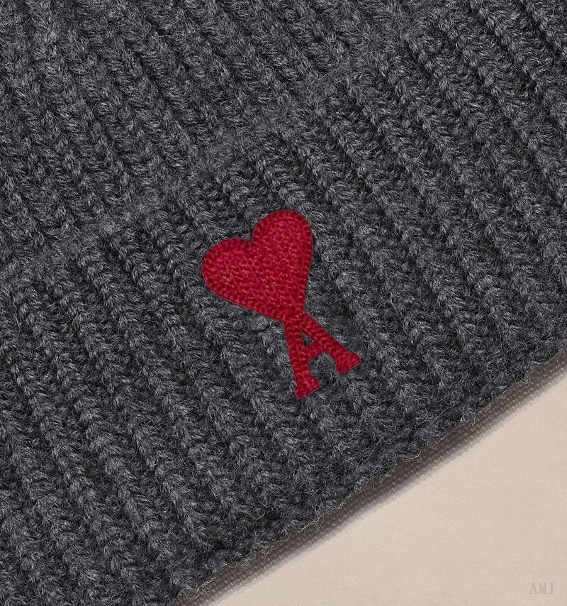 Ami Paris Red Ami de Coeur Beanie Grises Rojos | JFMX6777