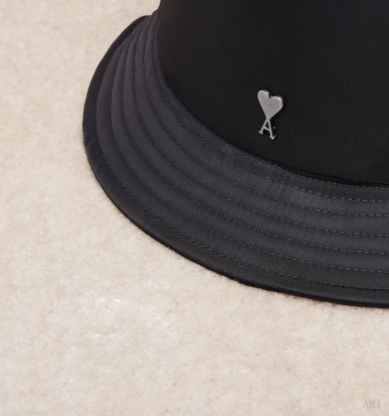 Ami Paris Reversible Ami Bucket Hat Negros | TKQP5330