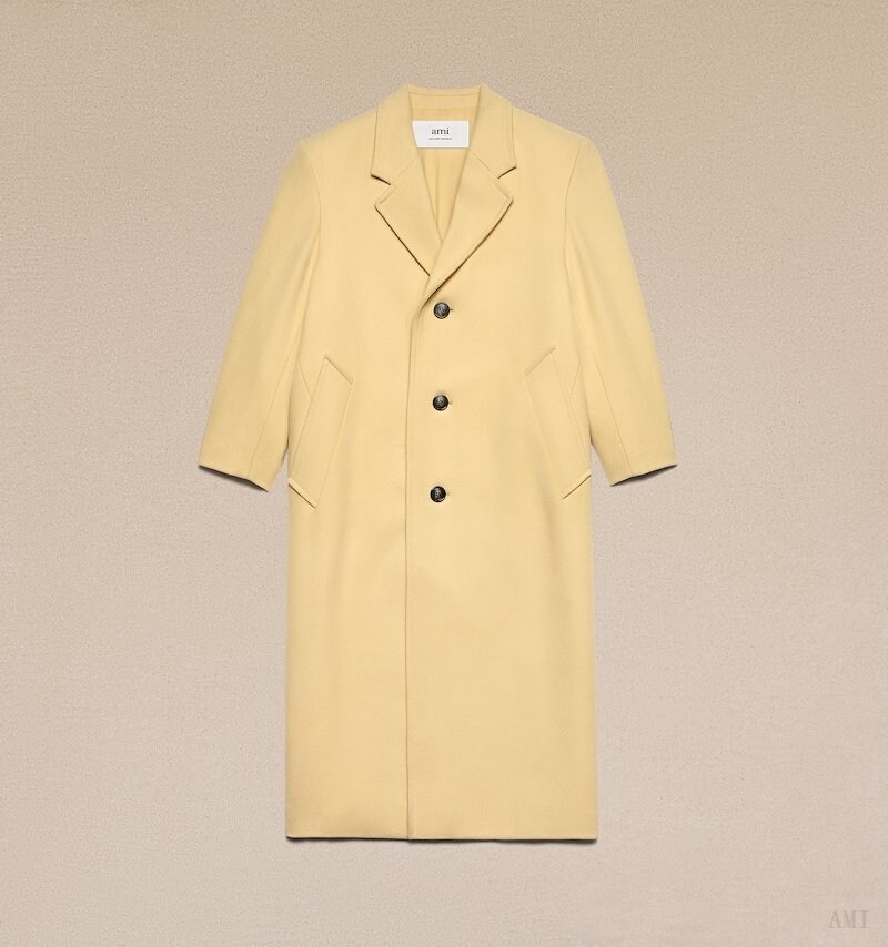 Ami Paris Three Buttons Oversized Coat Amarillos Claro Creme | IBTG9654