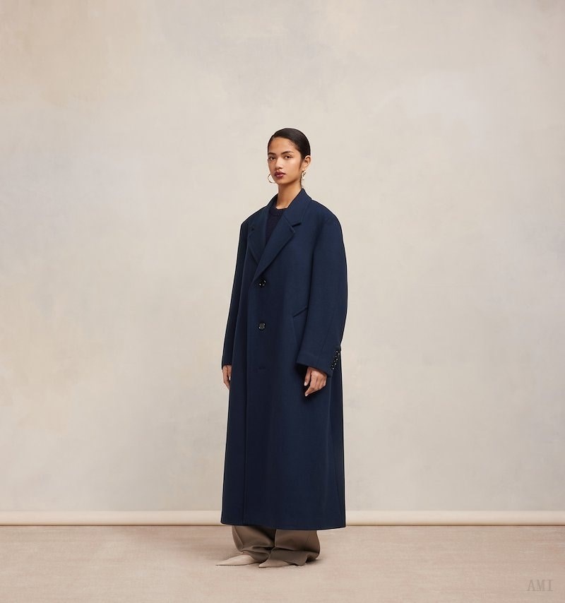 Ami Paris Three Buttons Oversized Coat Azules | JHGN2853