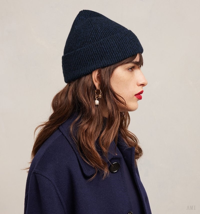 Ami Paris Tonal Ami De Coeur Beanie Azules | QMKF4800