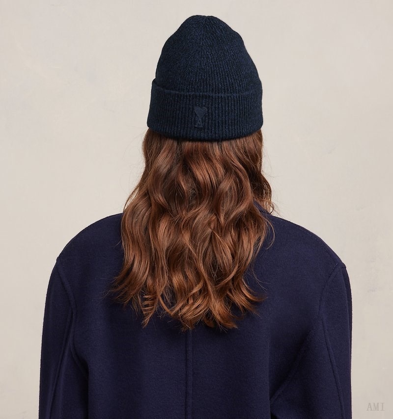 Ami Paris Tonal Ami De Coeur Beanie Azules | QMKF4800