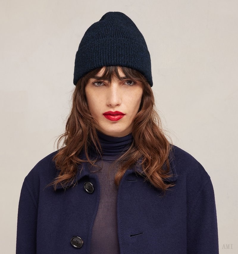 Ami Paris Tonal Ami De Coeur Beanie Azules | QMKF4800