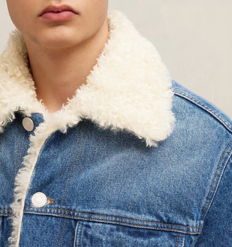 Ami Paris Trucker Jacket Forro With Sintetico Fur Azules | QHTW5600