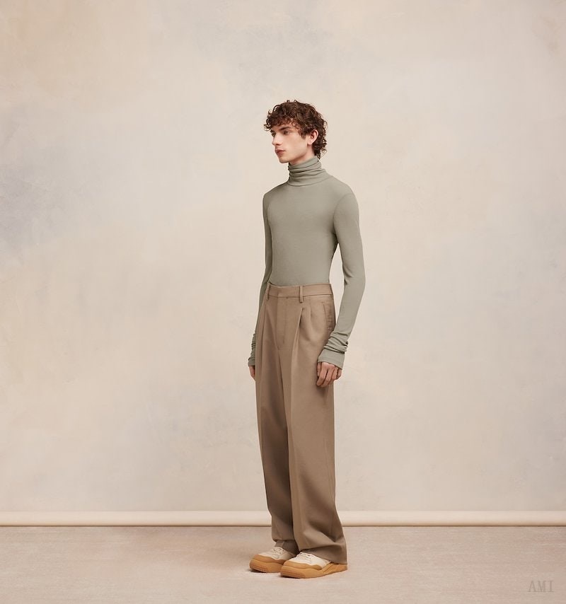 Ami Paris Turtleneck T-shirt Clay | WUDA2609